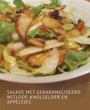 Empty the Fridge - Salade met gekarameliseerd witloof knolselder en appeltjes