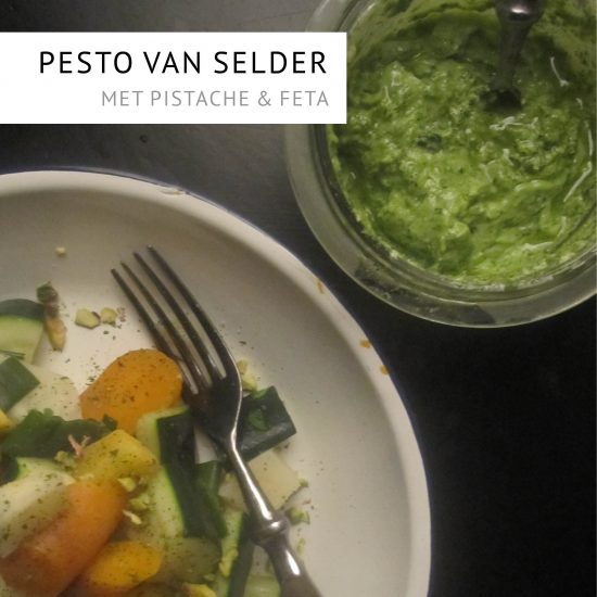 Empty the Fridge - Pesto van selder met pistache en feta